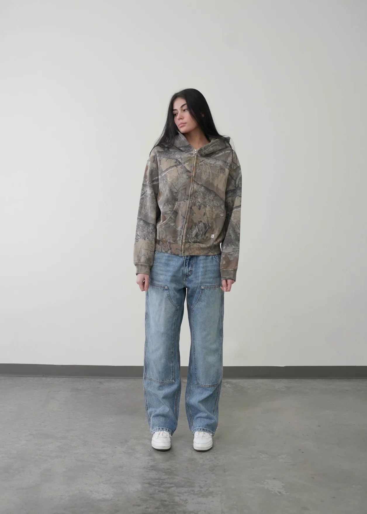 Sweat à capuche rétro camouflage urbain